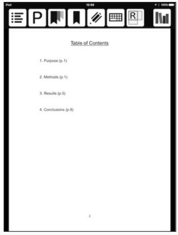 Figure 4  Example of Table of Contents (Menu Display ON)