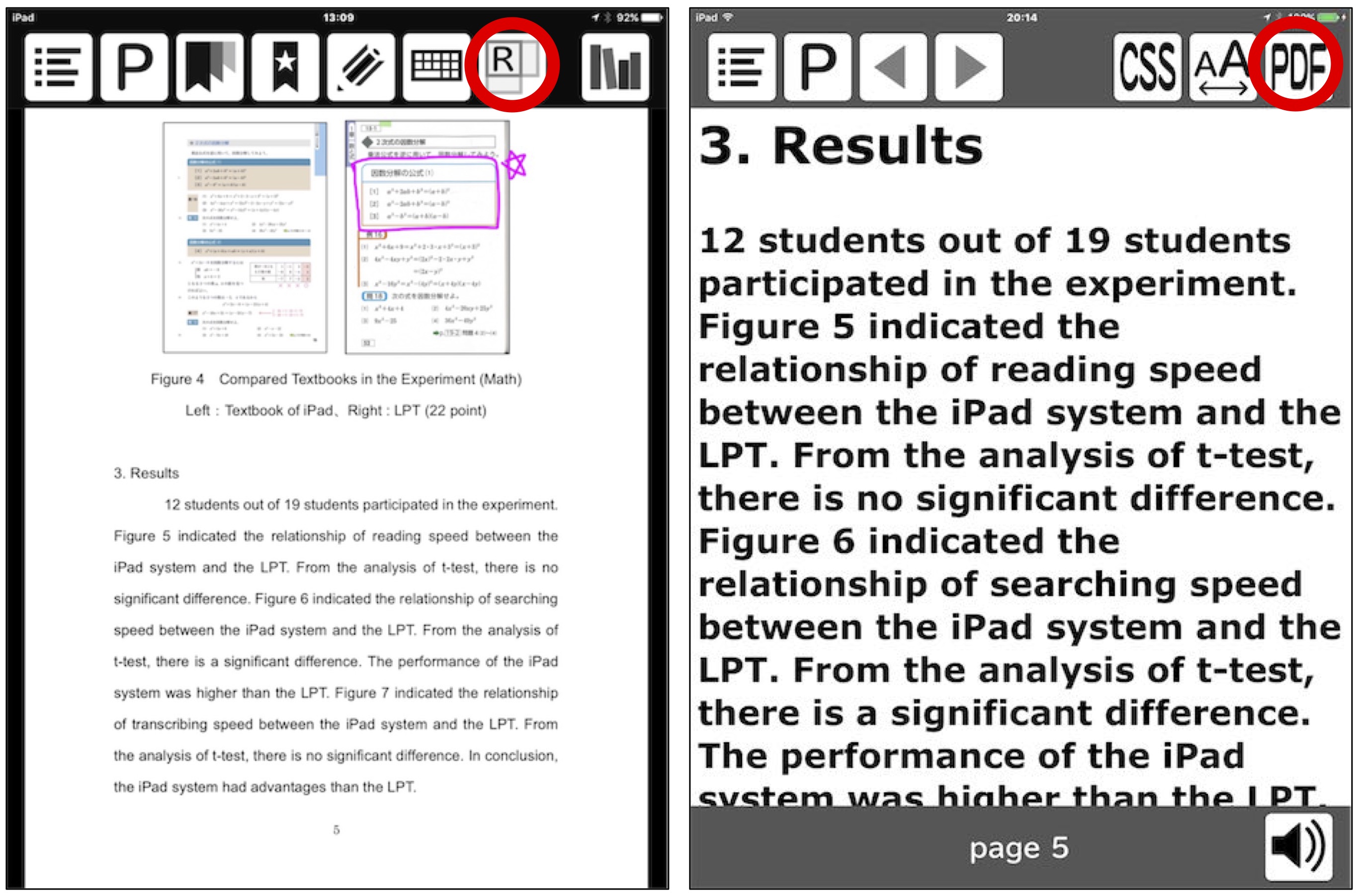 Figure 28  PDF Screen (figure on left) and HTML/Reflow Screen (figure on right)